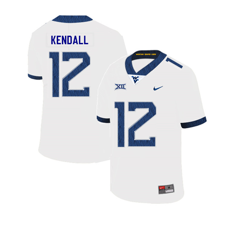 NCAA Men's Austin Kendall West Virginia Mountaineers White #12 Nike Stitched Football College 2019 Authentic Jersey KH23K56KQ